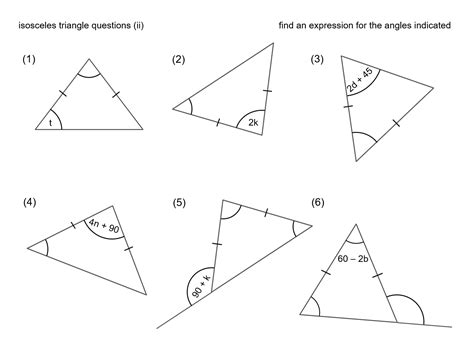 Angles In Isosceles Triangles Worksheet