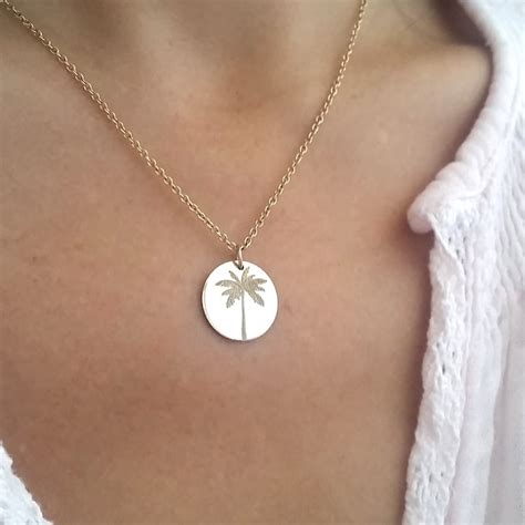 Palm Tree Necklace Gold Palm Tree Pendant Sterling Silver - Etsy