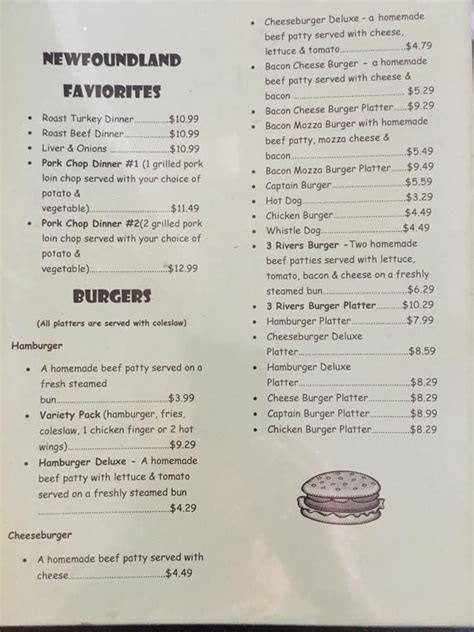 Menu at Three Rivers Country Kitchen restaurant, Badger