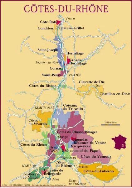 Cotes du Rhone wine area map | Wine map, Wine recipes, Wine tasting