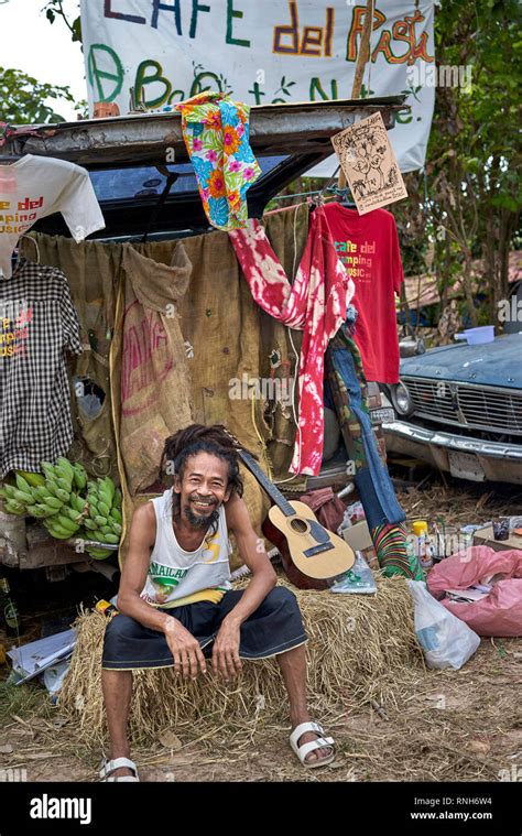 Rastafarian. Thailand hippie adopting a back to nature lifestyle and simplistic way of life ...