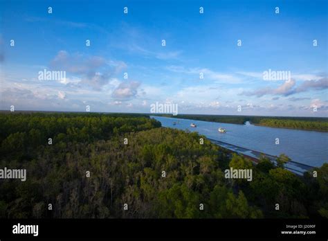 Aerial view of the Sundarbans, a UNESCO World Heritage Site and a wildlife sanctuary. Katka ...