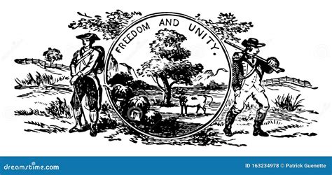 The Official U.S. State Seal of Vermont Vintage Illustration Stock Photo - Image of tree ...