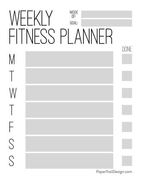 Weekly Fitness Planner Printable - Paper Trail Design