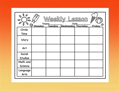 Summer Preschool/daycare Lesson Plan Template - Etsy