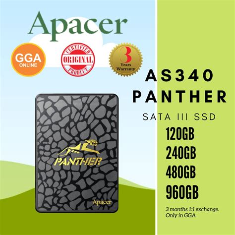 APACER AS340 2.5" SSD PANTHER SATA III 120GB & 240GB & 480GB & 960GB SOLID STATE DRIVES SSD ...