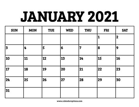 2021 Calendar Printable India January 2021 - Riset