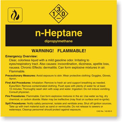 Right-to-Know Chemical n-Heptane Label, SKU: LB-1584-090