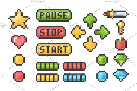 Pixel buttons. Retro video games | Pixel design, Pixel art tutorial, Pixel art games