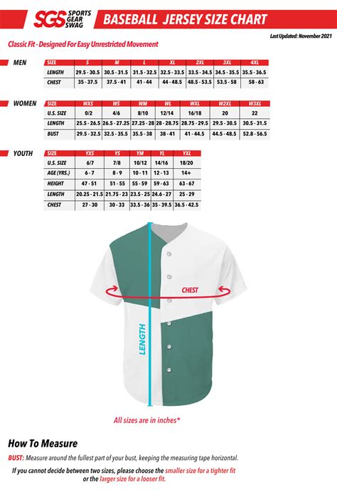 Baseball Jersey Size Chart - Sgs Download Printable PDF | Templateroller