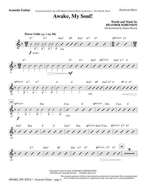 Awake, My Soul! - Acoustic Guitar Sheet Music | Heather Sorenson | Choir Instrumental Pak