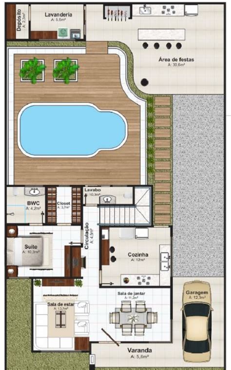 Planos de casas modernas con piscina