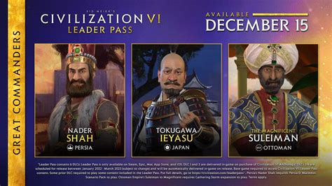 Civilization 6 Leader Pass Pack 2: Great Commanders - CivFanatics