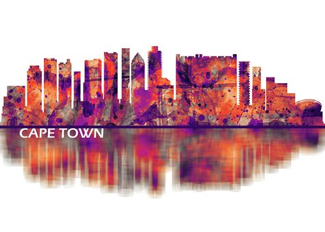 Cape Town South Africa Skyline Mixed Media by NextWay Art | Fine Art America