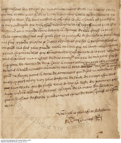 Love Letter of King Henry VIII to Anne Boleyn. [1528?]