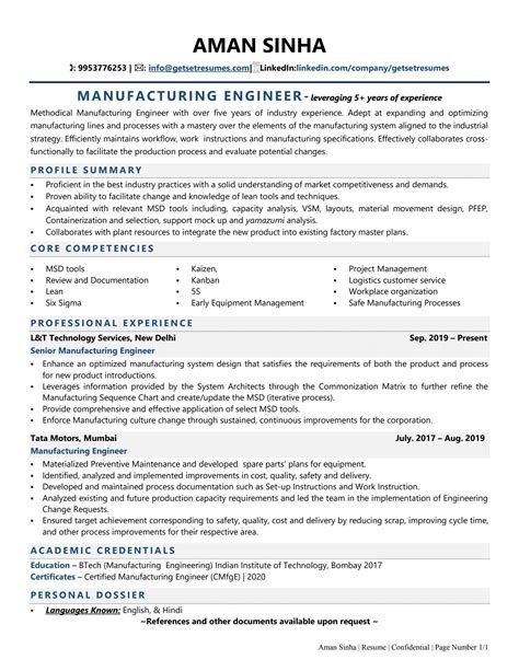 Manufacturing Engineer Resume Examples & Template (with job winning tips)