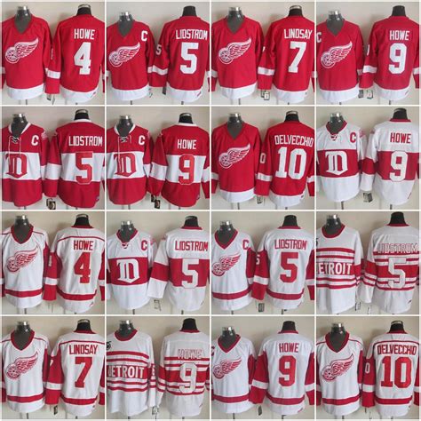 2019 Detroit Red Wings Jerseys 4 Gordie Howe 5 Nicklas Lidstrom 7 Ted ...