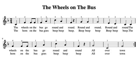 The Wheels On The Bus - Sheet Melody