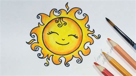 How to Draw a Cute Sun Step by Step - Summer Drawing - YouTube