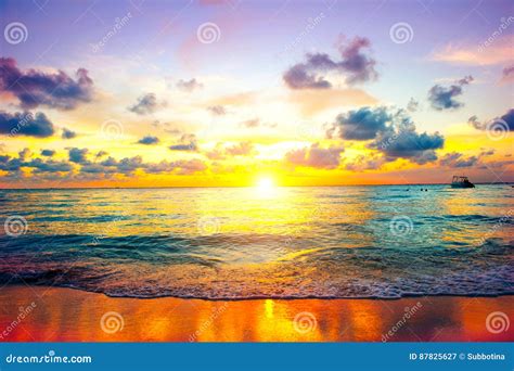 Sunset Beach of Caribbean Island Stock Image - Image of season, scene ...