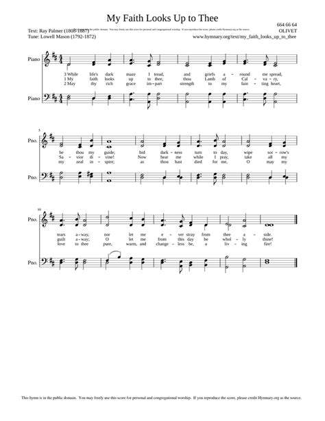 My Faith Looks Up to Thee - Ray Palmer Sheet music for Piano (Piano Duo ...