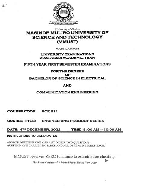 Masinde Muliro University of Science and Technology (Mmus'O: First | PDF | Printed Circuit Board ...