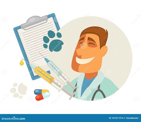 Pet Vet Veterinary Doctor Animal Veterinarian Clinic Vector Flat Icon ...