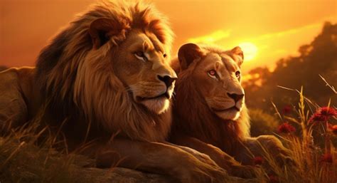 Premium AI Image | African Lions in the Pride Lion Pride in Rest on ...