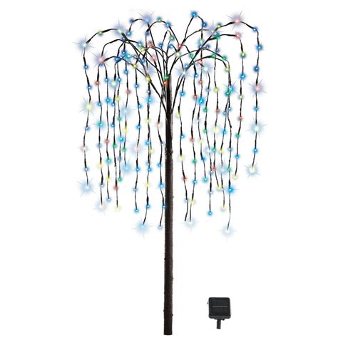 LED Solar Willow Tree, Outdoor Solar Tree with Colorful Solar-Powered Lights with Adjustable ...