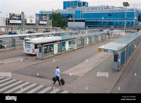 Bus and coach departures and arrivals area Helsinki-Vantaa airport ...