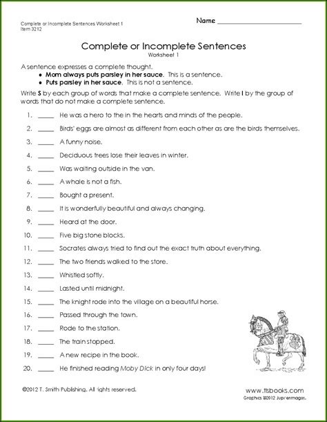 20++ Complete Sentence Worksheets – Worksheets Decoomo