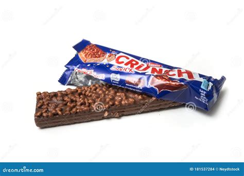 Crunch Chocolate Bar With Puffed Rice By Nestle Company On White ...