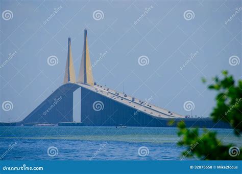 Sunshine Skyway Bridge At Sunset, Florida Stock Image | CartoonDealer ...