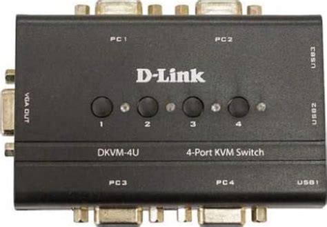 D-Link 4 Port USB KVM Switch, Supports USB Keyboard & Mouse, Auto Scan Mode, LED Indicator for ...