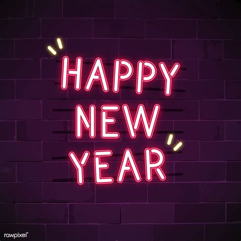 Download free vector of Pink happy new year neon sign vector by Ning ...