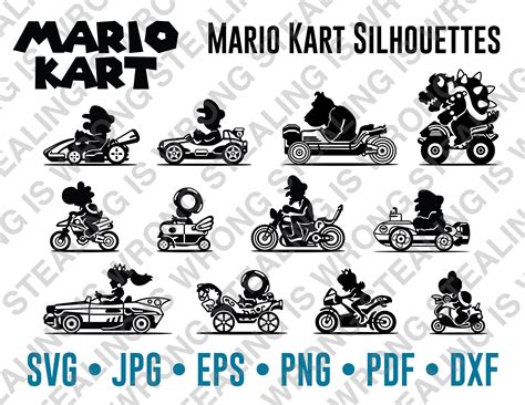 Mario Kart Character Silhouette Collection Digital Files - Etsy Australia