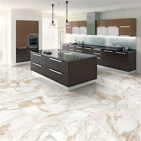 Calacatta Oro Polished Porcelain marble effect tile. | Tile floor, Flooring, Marble effect