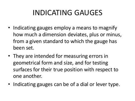 gauges, Metrology, Types of gauges