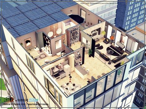 Sims 4 Penthouse, Penthouse Layout, Lotes The Sims 4, San Myshuno, Sims 4 Tsr, Sims 4 Family ...