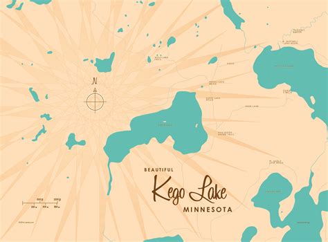 Kego Lake, MN Lake Map Wall Mural - Murals Your Way