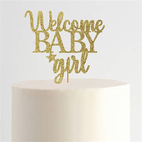 Welcome Baby Girl, Baby Shower Cake Topper, Personalized Baby cake Topper, Custom Baby Shower ...