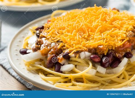 Homemade Cincinnati Chili Spaghetti Stock Image - Image of prepared ...