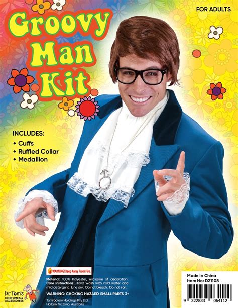 Austin Powers Groovy Man Jabot, Medalion and Cuffs Kit - Abracadabra Fancy Dress