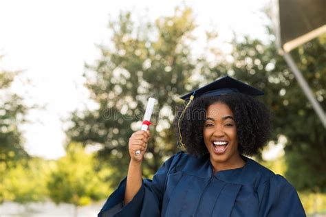 Confident African American Woman at Her Graduation. Stock Photo - Image of ceremony, campus ...