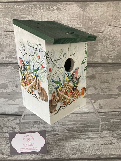 Robin bird box nesting box decoupaged garden gifts Xmas | Etsy