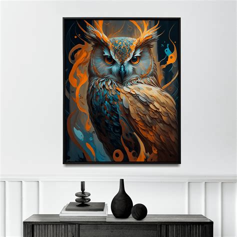 Abstract Owl Painting Oil Painting Owl Abstract Animal Print - Etsy