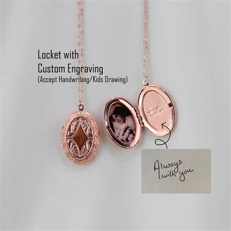 Locket Necklace With Custom Engraving, Engraved Locket Photo/picture ...