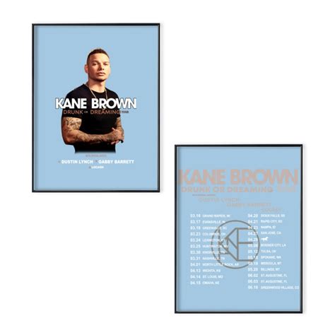 Kane Brown Drunk Or Dreaming Tour 2023 Poster Set, Kane Brown Tour 2023 ...