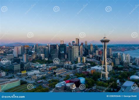 The Downtown Seattle, WA Skyline at Sunset Editorial Photo - Image of building, aerial: 228392646