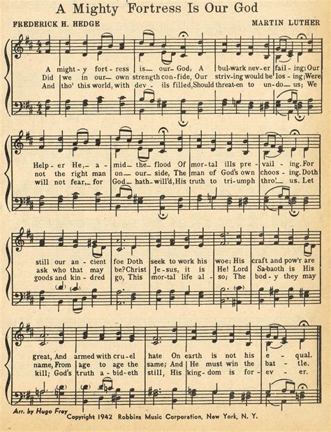 Sonday - {A Mighty Fortress is Our God} Antique Hymn Page Printable - Knick of Time